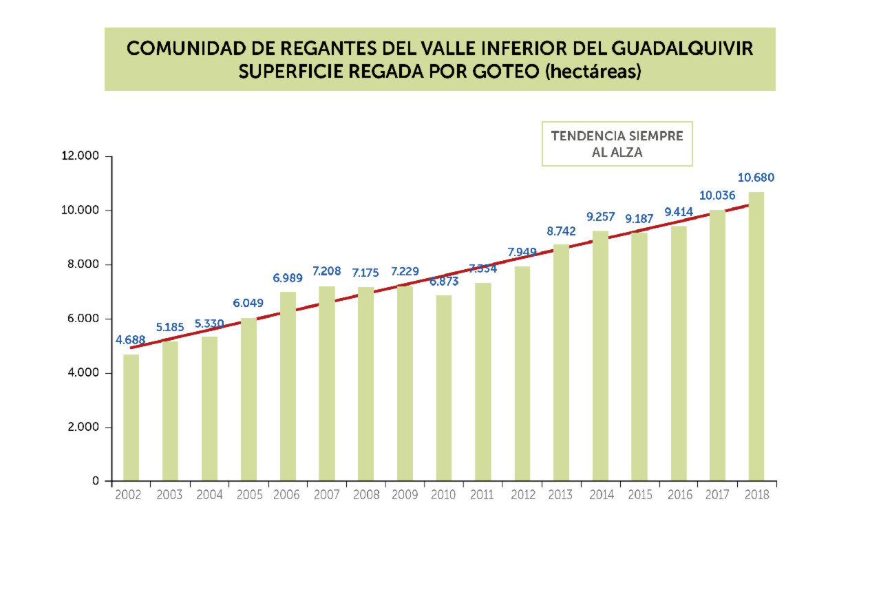 ¿CÓMO HA CRECIDO LA SUPERFICIE REGADA POR GOTEO EN NUESTRA COMUNIDAD EN LOS ÚLTIMOS 15 AÑOS?